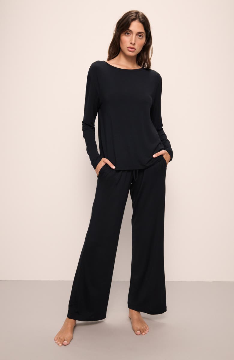 Eberjey Gisele Stretch Modal Pajama Top, Alternate, color, Black