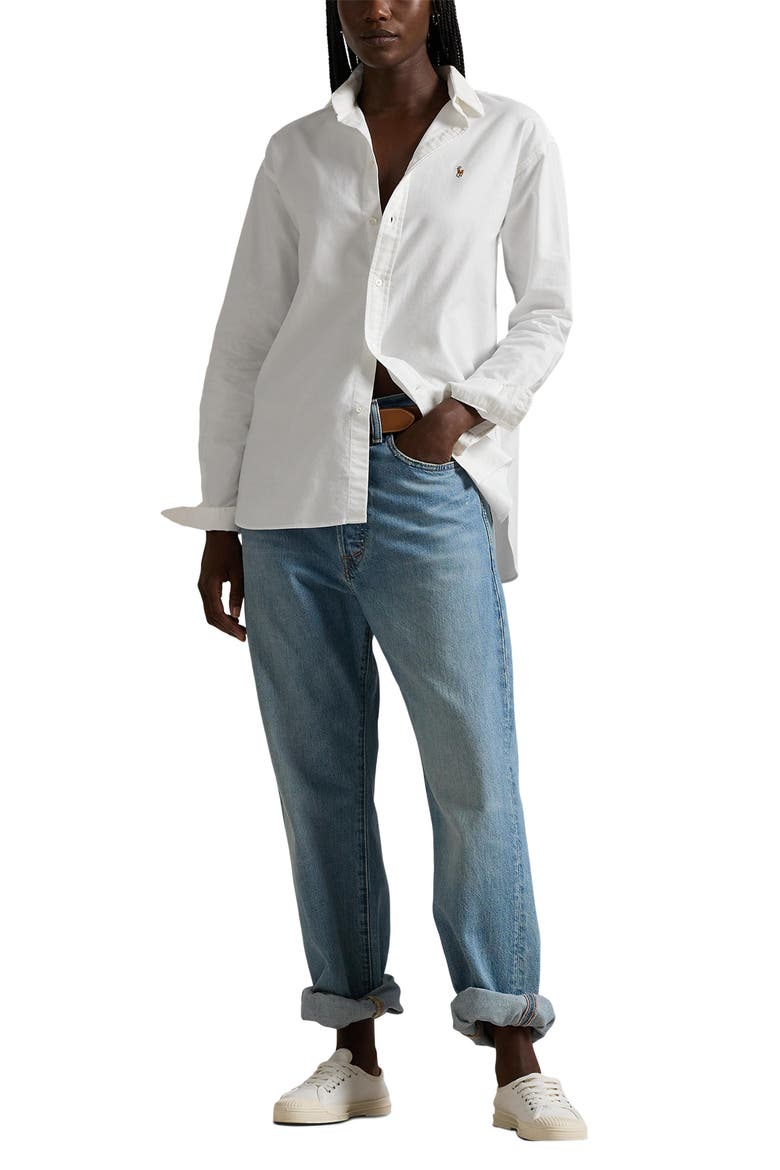 The Iconic Relaxed Fit Oxford Button-Up Shirt, Alternate, color, BSR WHITE