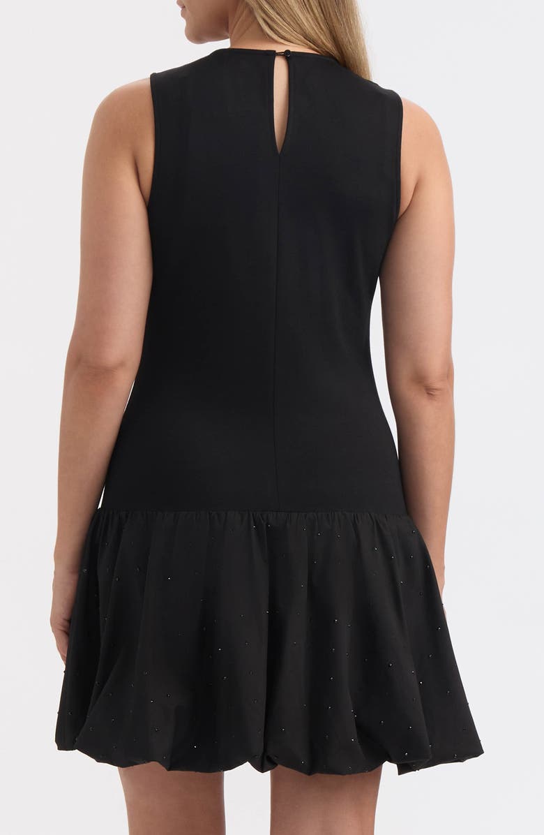 Ellen Tracy Mixed Media Bubble Skirt Minidress, Alternate, color, Black