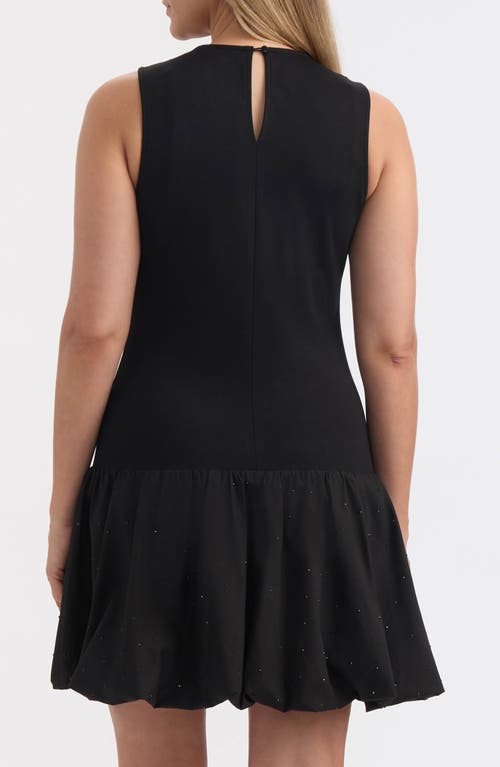 Ellen Tracy Mixed Media Bubble Skirt Minidress In Black