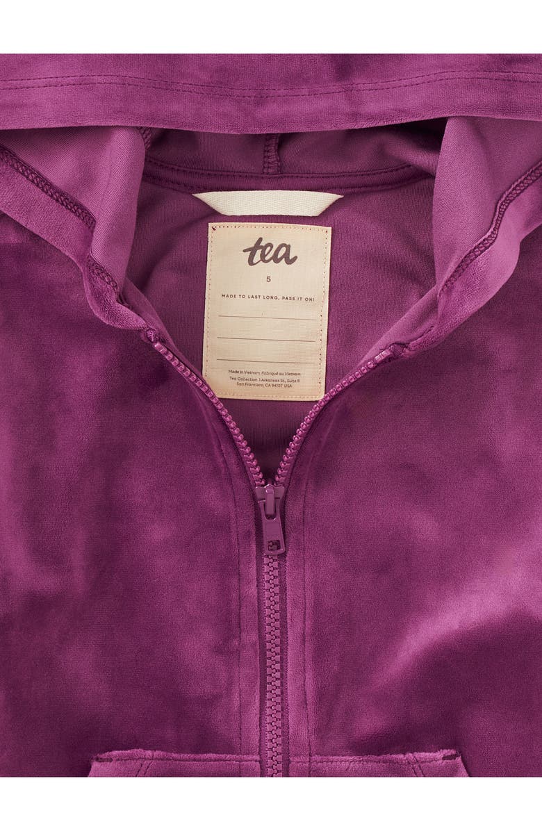Tea Collection Cat Ears Velour Hoodie, Alternate, color, Cosmic Berry