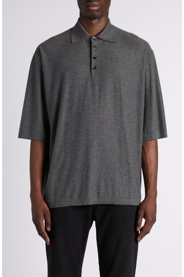 Oversize Cashmere Polo Sweater, Main, color, 1510 DARK SLATE MELANGE