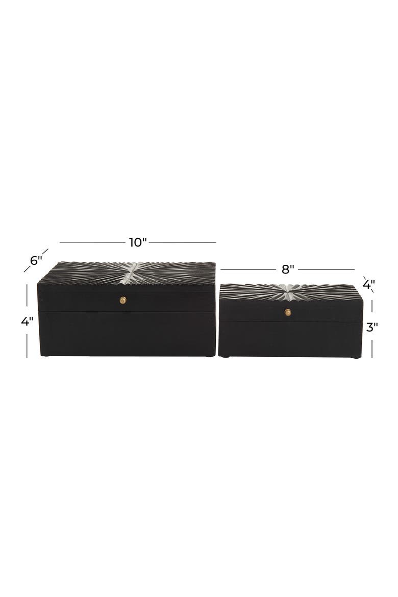 Black Wood Geometric Box with Hinged Lid - Set of 2, Alternate, color, BLACK