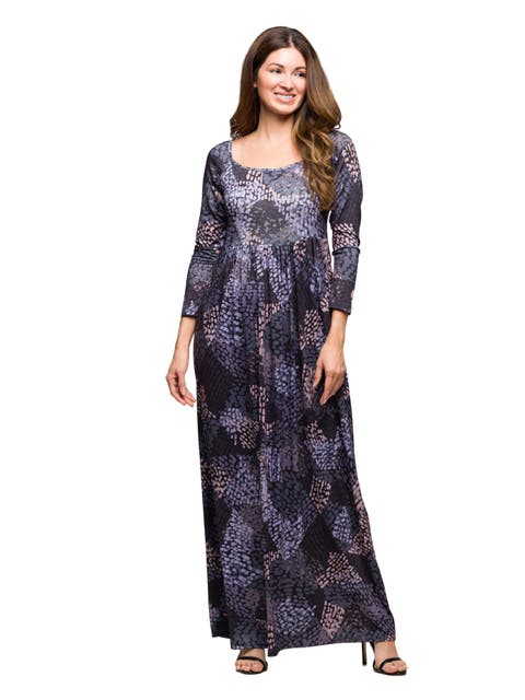 Long Sleeve Empire Waist Maxi Dress in Print
