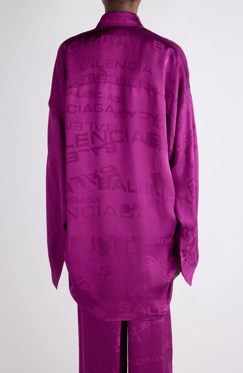 Balenciaga Logo Jacquard Button-Down Cocoon Shirt, Alternate, color, 