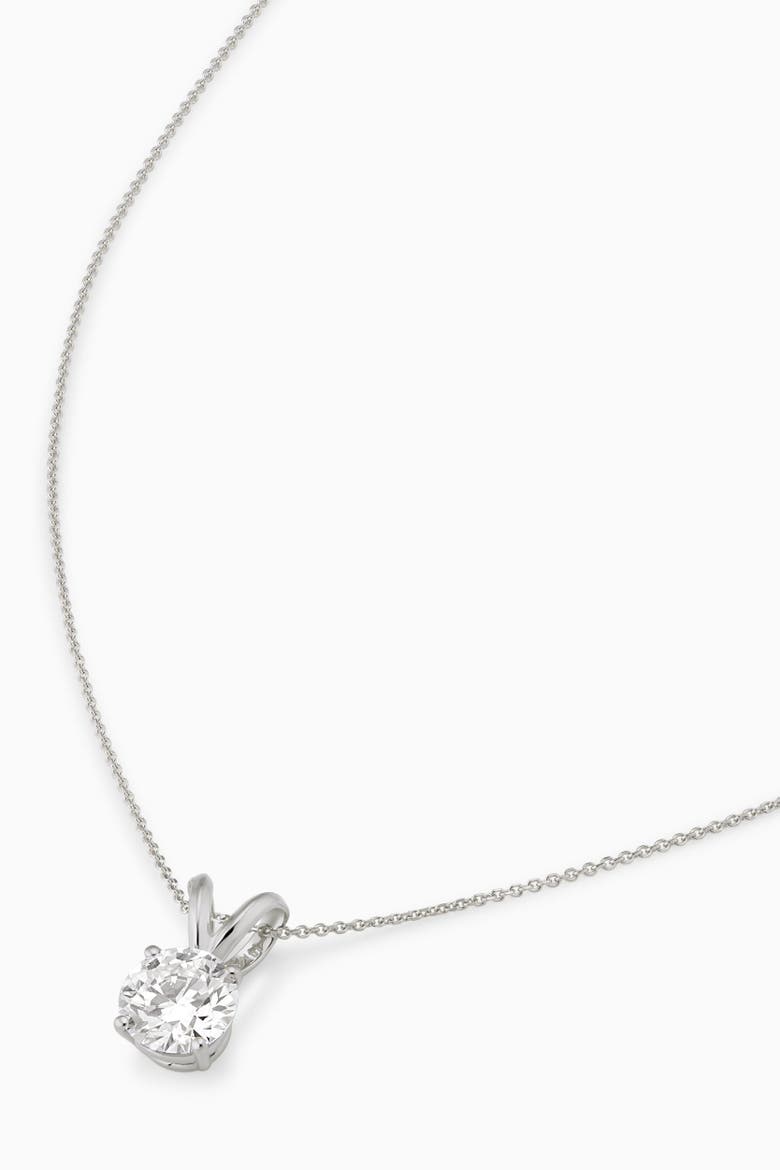 14K Solid Gold Luminous 2 Carat Lab Diamond Solitaire Necklace, Alternate, color, White Gold, Lab Diamonds