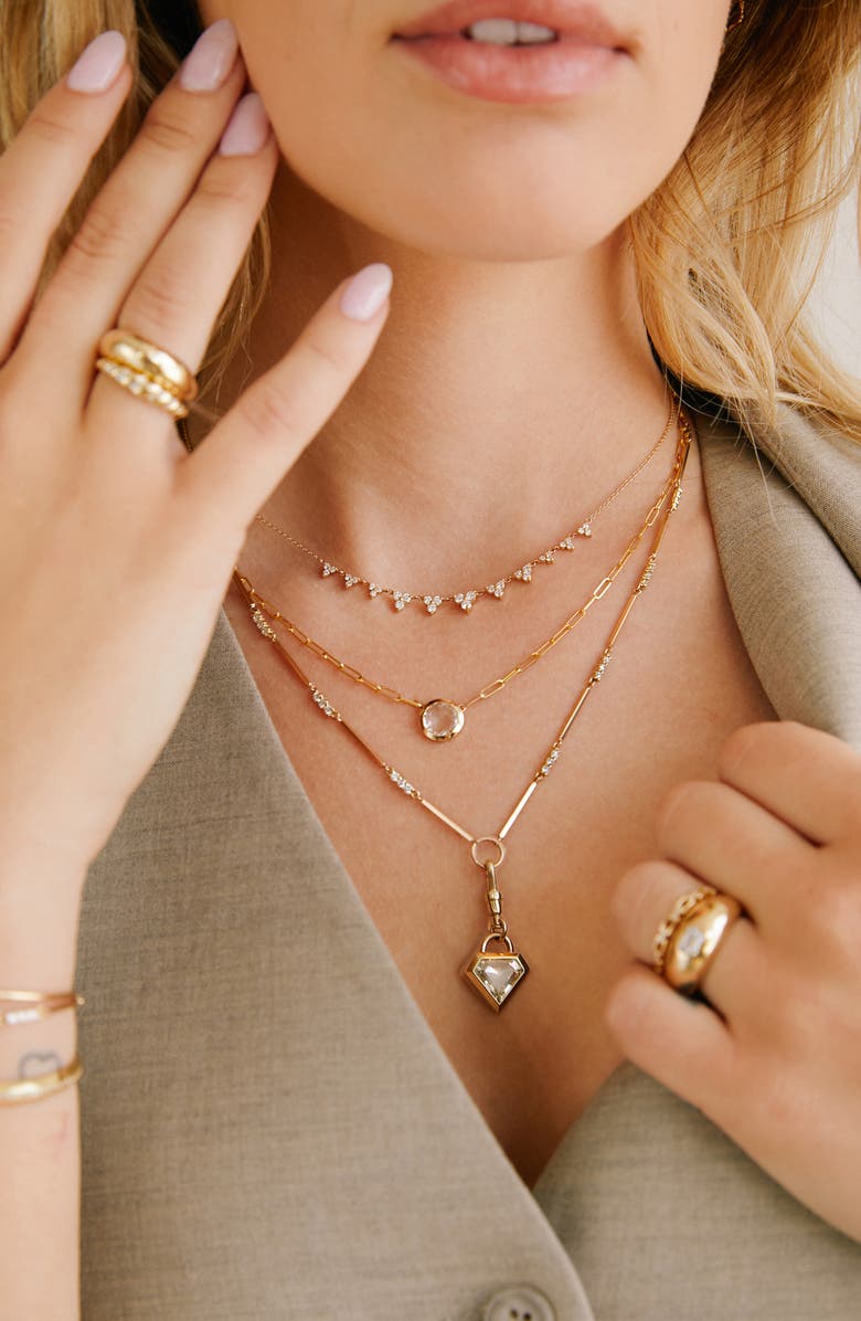 Zoë Chicco Graduated Diamond Trio Frontal Necklace, Alternate, color, 14K Yellow Gold