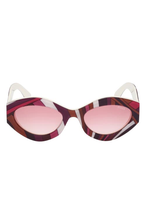 Emilio Pucci 54mm Gradient Geometric Sunglasses In White Pattern/grad Fuschia
