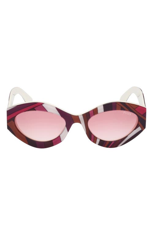 Emilio Pucci 54mm Gradient Geometric Sunglasses in White Pattern /Grad Fuschia 