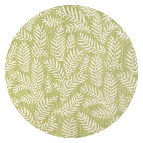 Nevis Palm Frond Indoor/Outdoor Round Area Rug