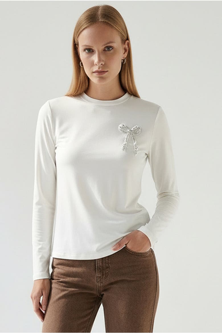 Carolyn Long Sleeve Blouse, Main, color, Ecru