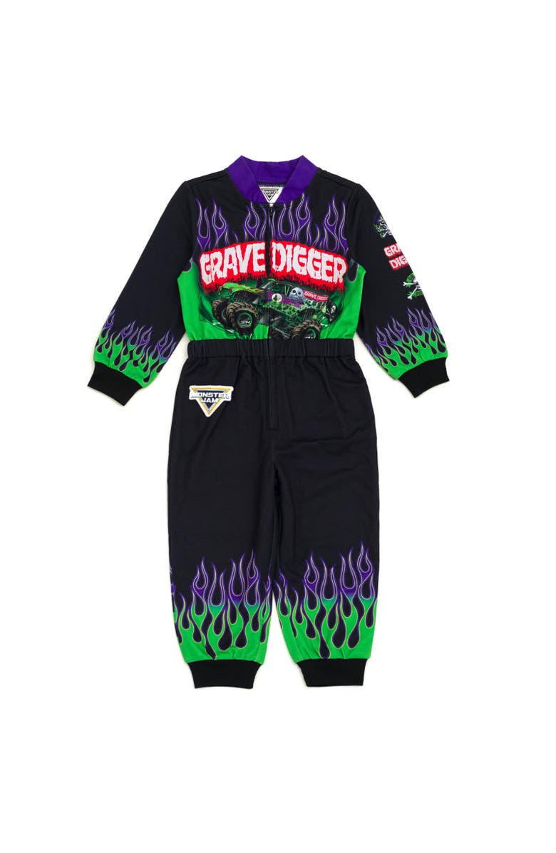 Monster Jam Zip-Up Coverall, Main, color, Black Grave Digger