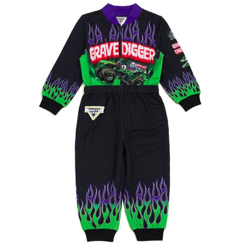 Monster Jam Kids'  Zip-up Coverall In Blue