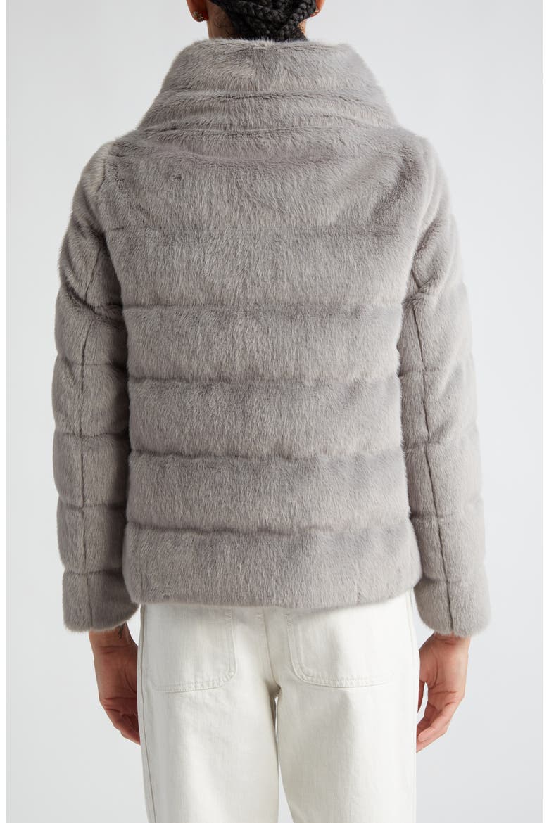 Quilted Down Faux Fur Puffer Jacket, Alternate, color, GREY