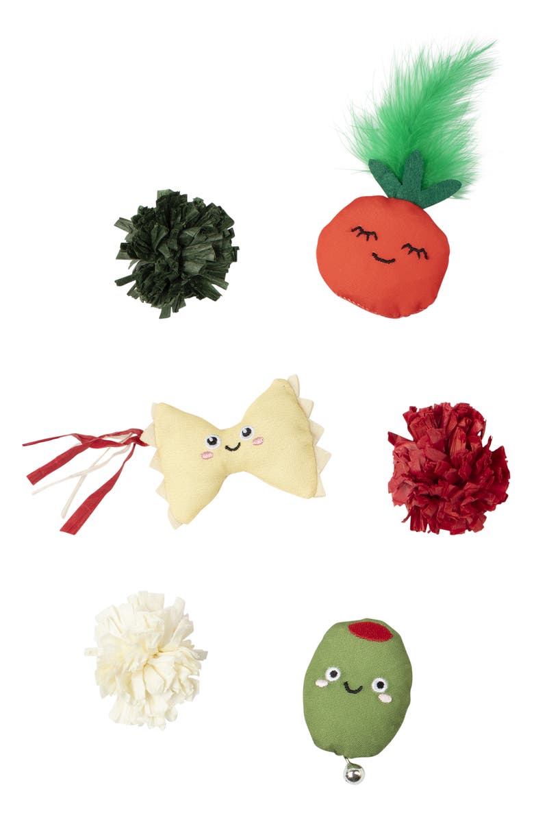 Fringe Studio Pastatively Amazing Set of 6 Cat Toys, Main, color, Assorted Shapes/ Colors