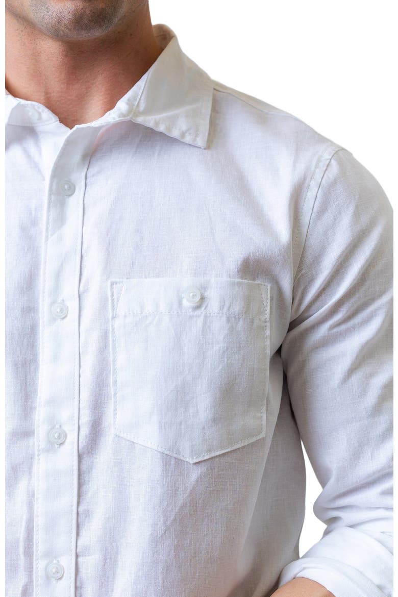 Mens' Linen Long Sleeve Button Down Shirt, Alternate, color, White