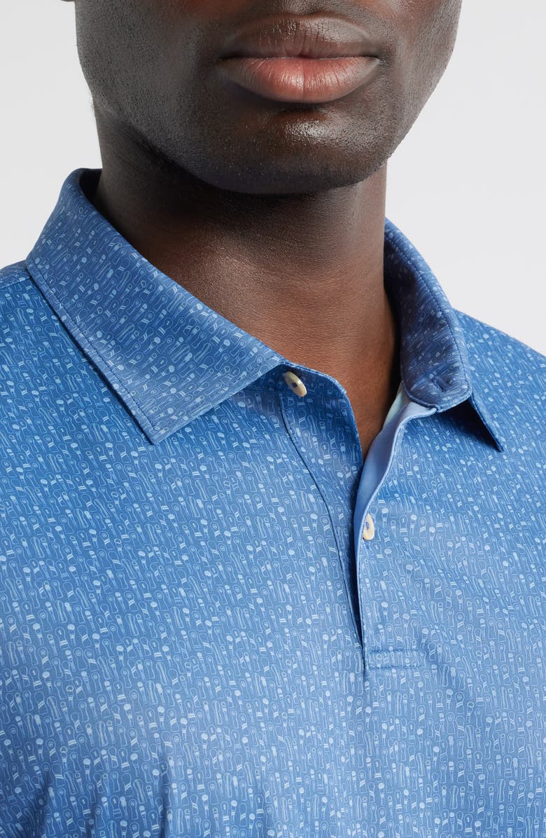 Peter Millar Featherweight Golf Headcover Print Performance Polo, Alternate, color, Windsor Blue