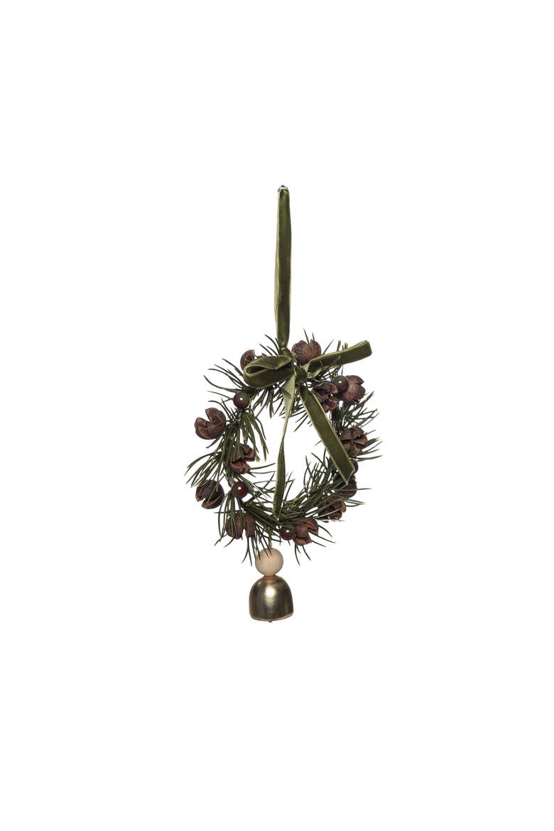 Green Berry Wreath Christmas Tree Ornament, Main, color, Green