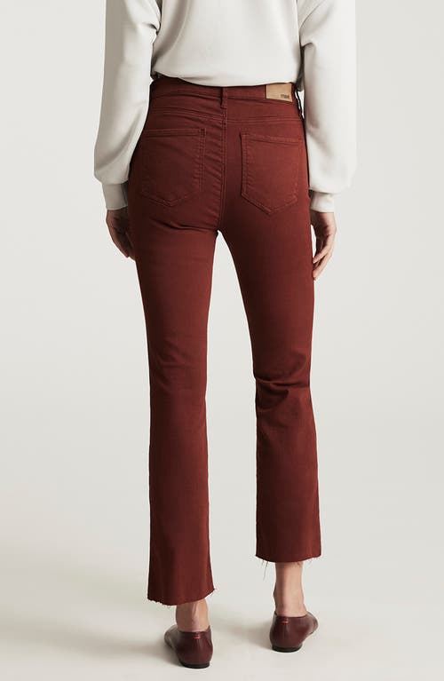Mavi Jeans Anika High Waist Raw Hem Crop Flare Jeans In Brown