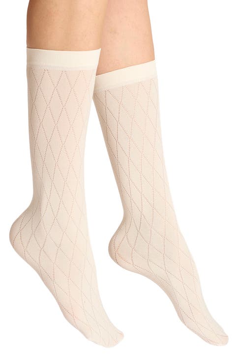 Jacquard Diamond Crew Socks