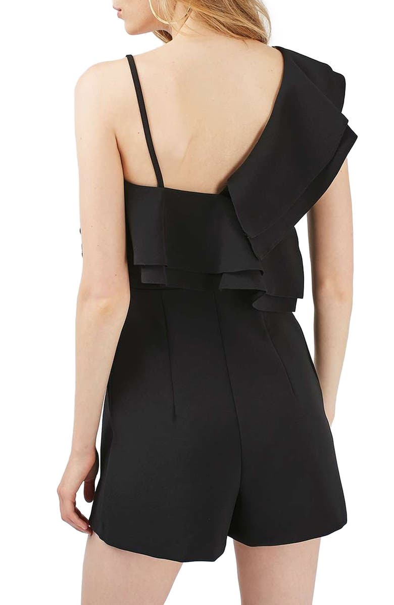 Topshop Ruffle Shoulder Romper, Alternate, color,