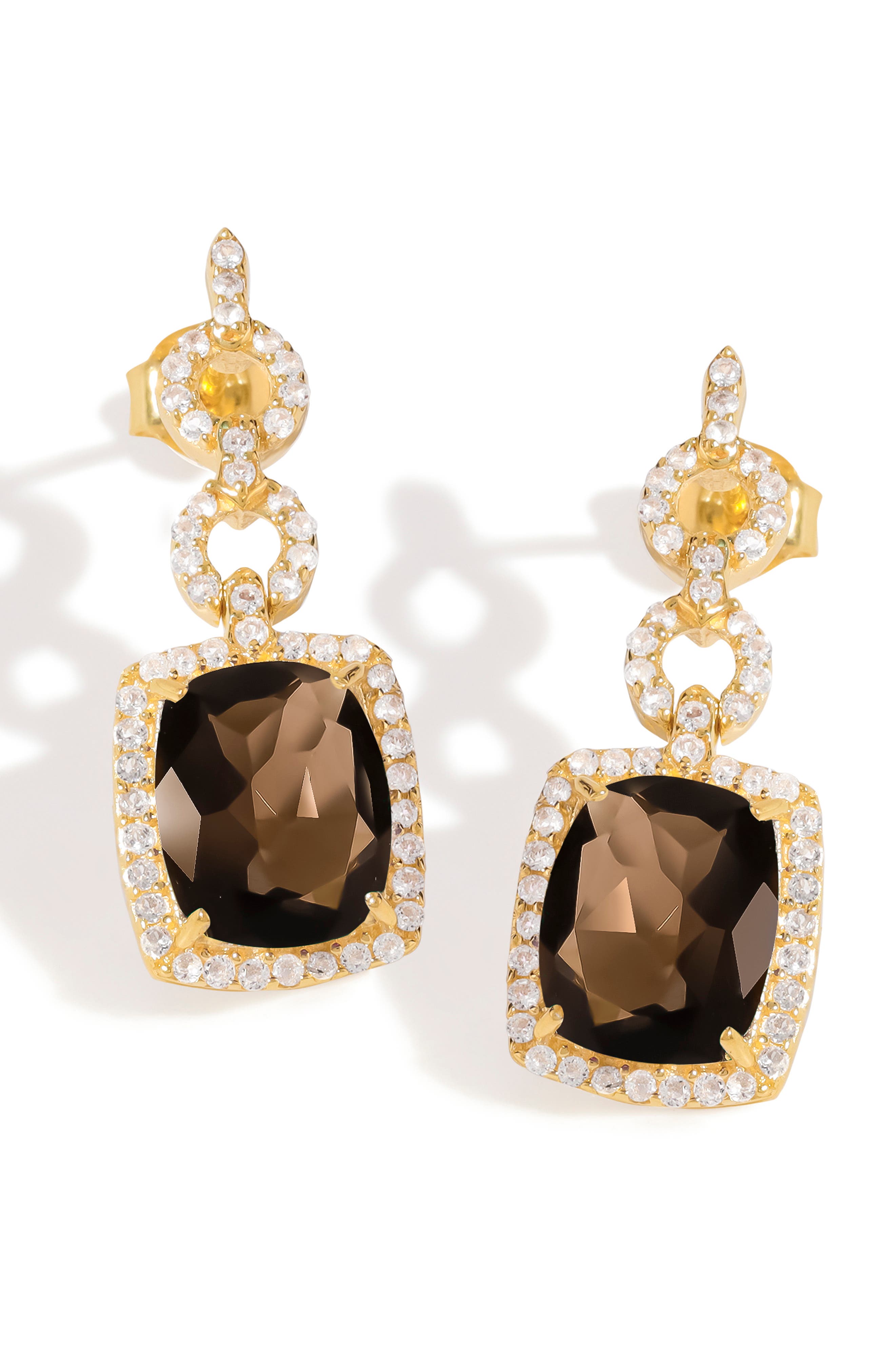 Ys Gems Halo Drop Earrings In Brown