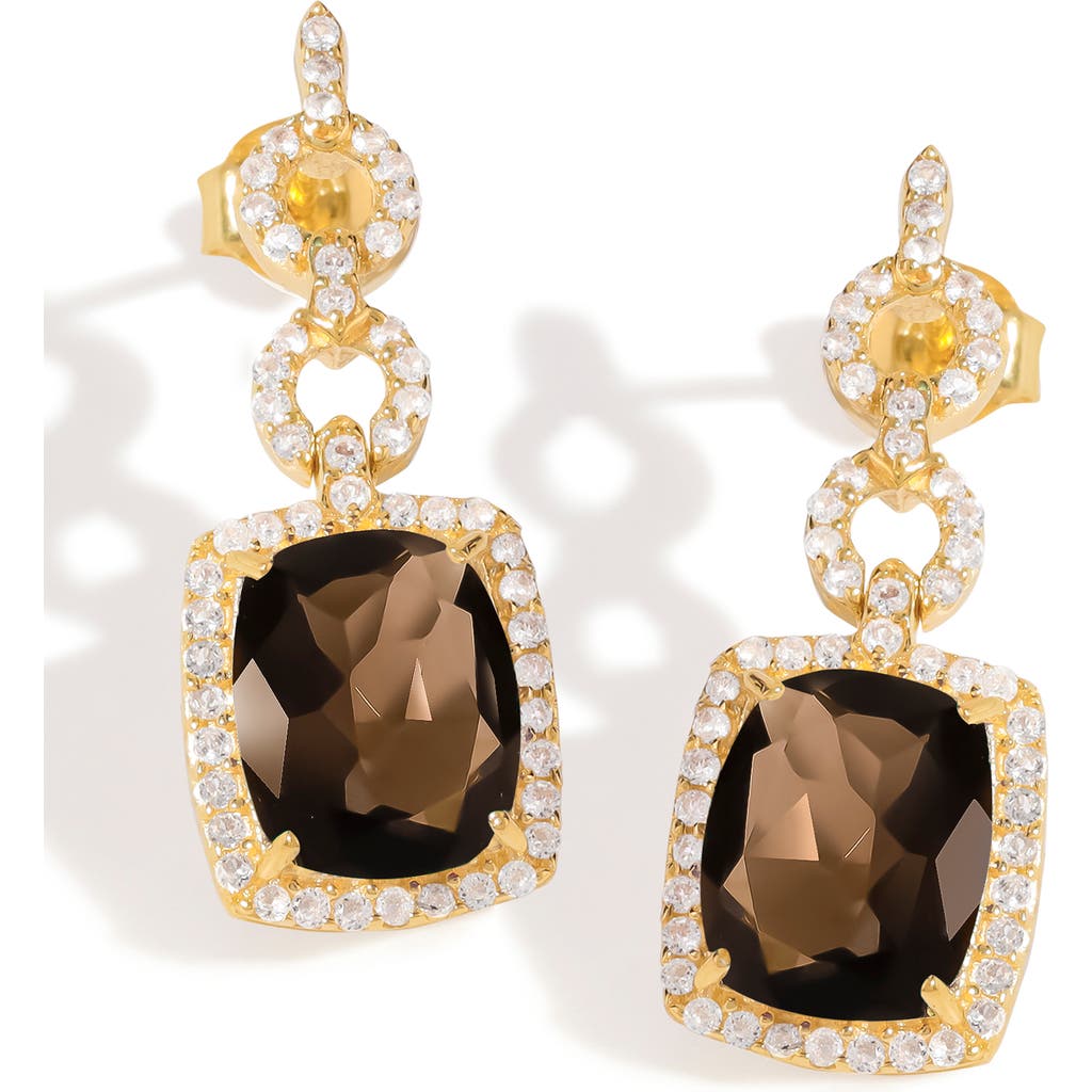 Ys Gems Halo Drop Earrings In Brown