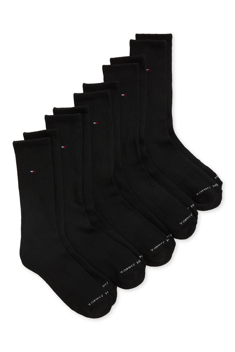 1/2 Terry Crew Socks - 5-Pack, Main, color, BLACK