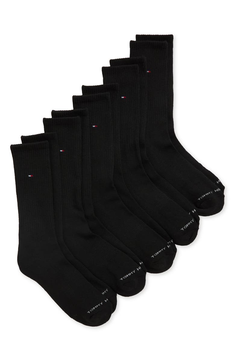 Tommy Hilfiger 1/2 Terry Crew Socks - 5-Pack, Main, color, Black