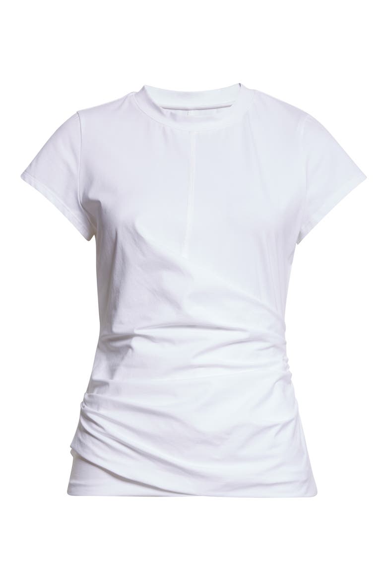 Draped Stretch Cotton T-Shirt, Alternate, color, WHITE