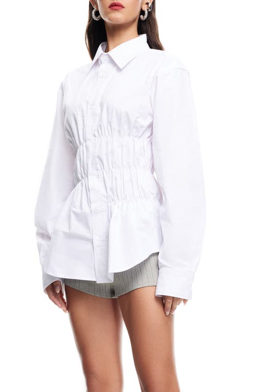 Lioness Chloe Cotton Wide Sleeve Cuffed Ruched Detail Oversized Shirt
