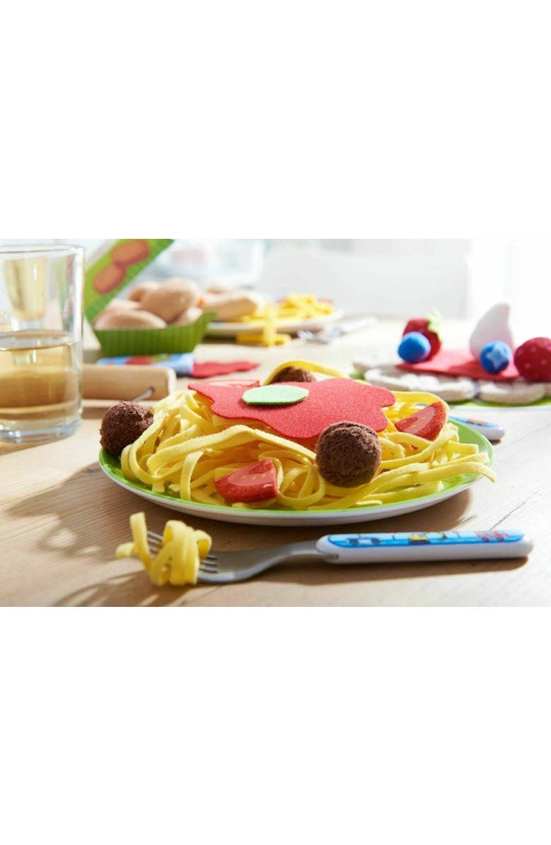 HABA Soft Spaghetti & Meatballs with Plate Play Food Set - Pretend Play Kitchen Toy for Toddlers & Kids for Ages 3 and Up, Alternate, color, Multi