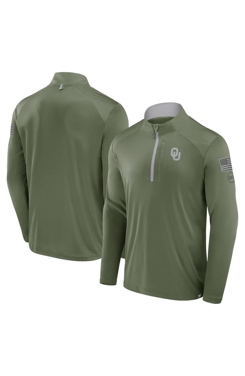 FANATICS Men's Fanatics Olive Oklahoma Sooners OHT Military Appreciation Defender Quarter-Zip Jacket, Alternate, color, Olive
