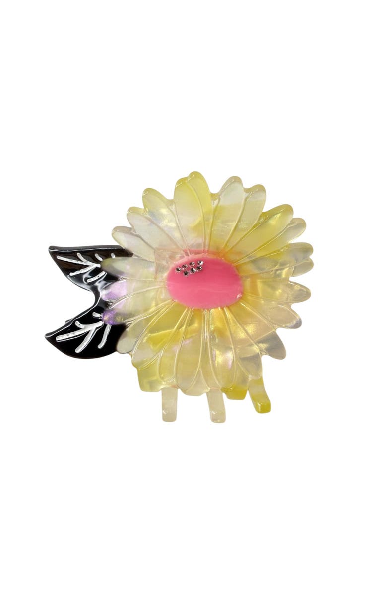 Centinelle White Flower Hair Claw, Main, color, Yellow