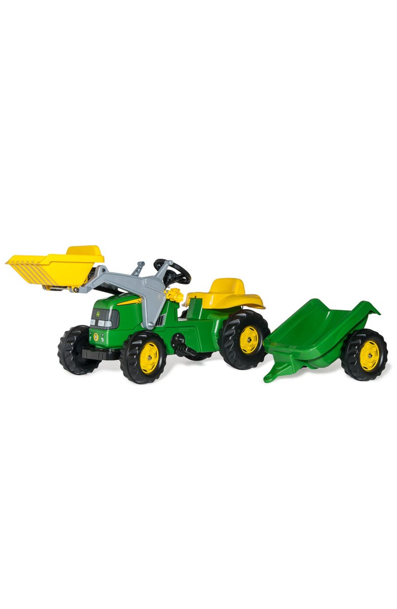 John Deere Kid Tractor w/Trailer, Main, color, Green/Yellow