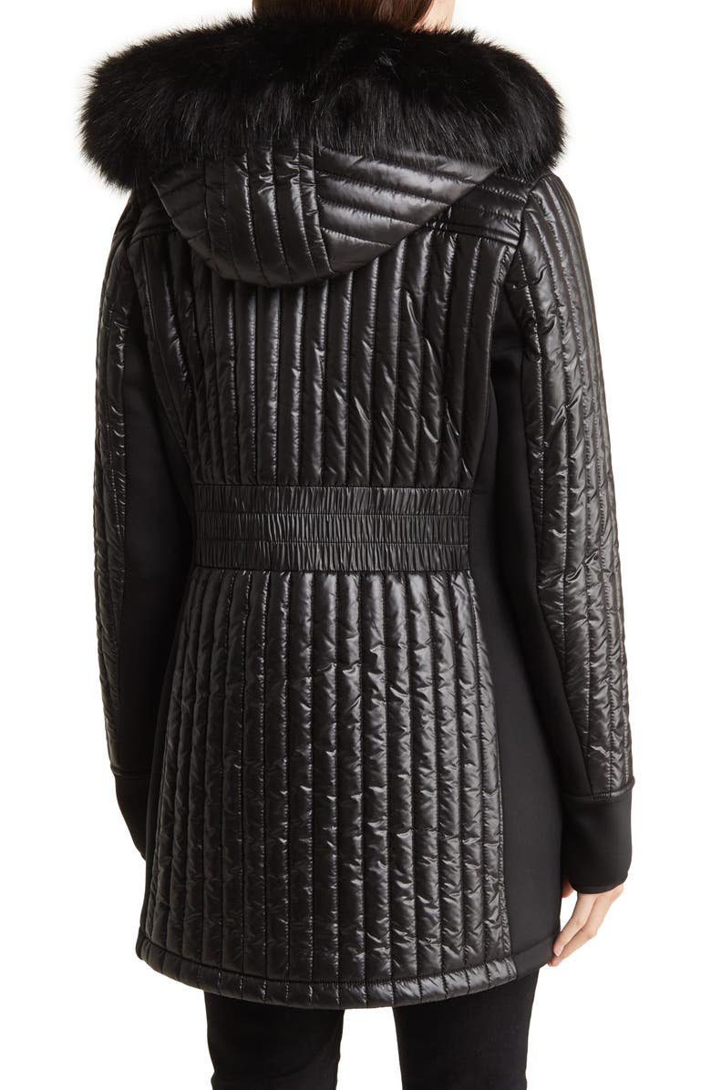 Michael Kors Water-Resistant Faux Fur Trim Hooded Quilted Jacket, Alternate, color, 