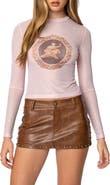 EDIKTED Vita Cameo Mesh Graphic Top