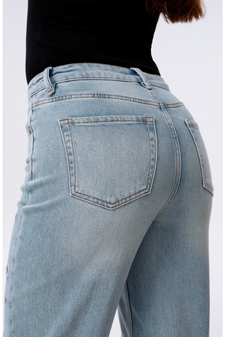Eyelet High Waist Straight Leg Jeans, Alternate, color, SNOWDRIFT