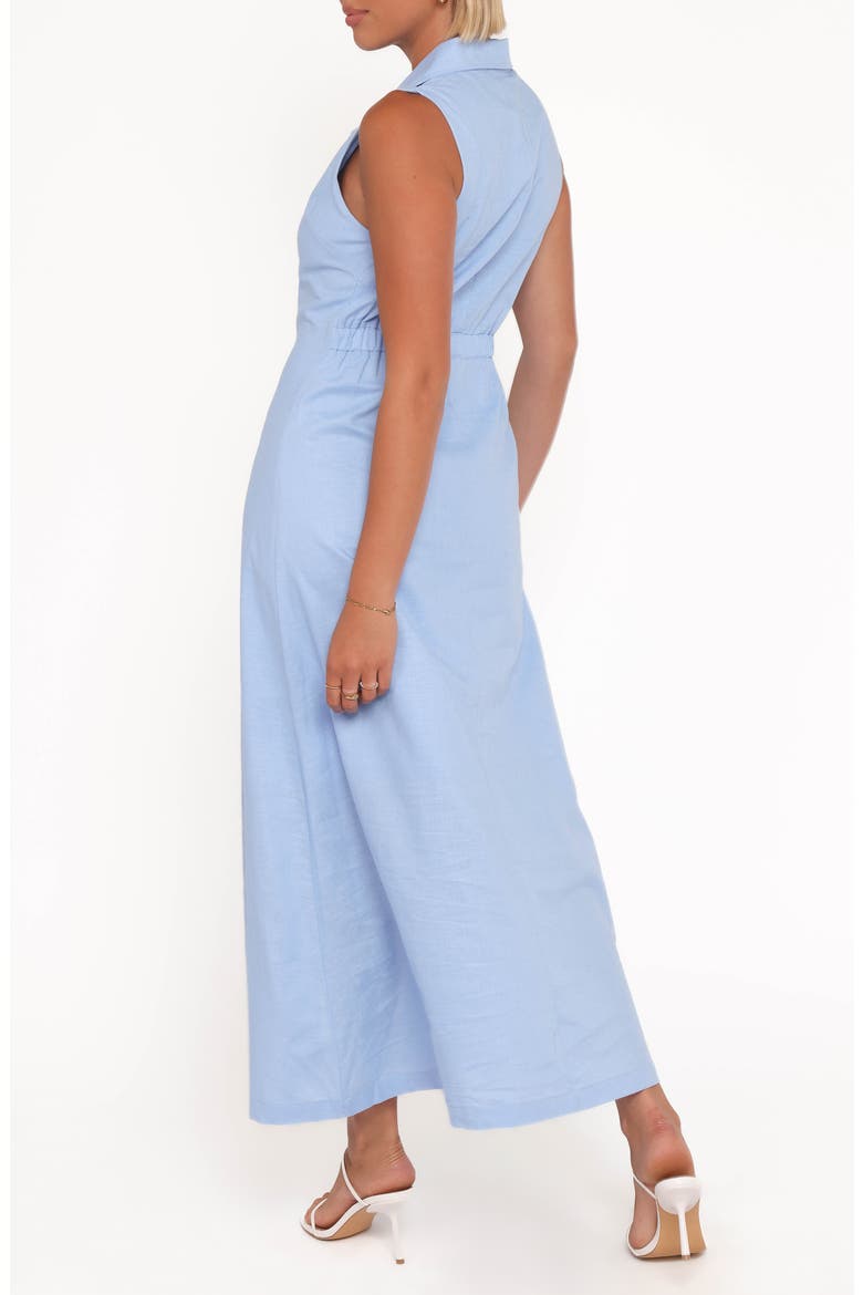 Galia Sleeveless Cotton & Linen Maxi Shirtdress, Alternate, color, BLUE