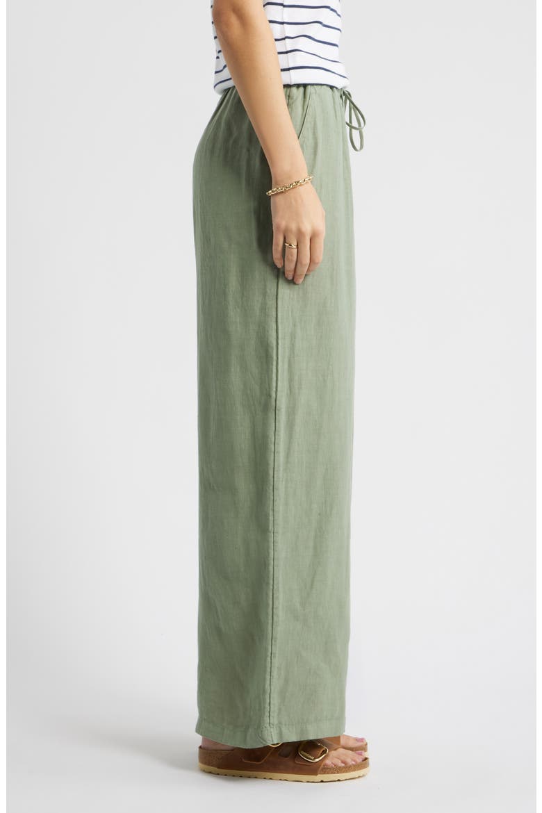 Easy Wide Leg Linen Pants, Alternate, color, GREEN HEDGE