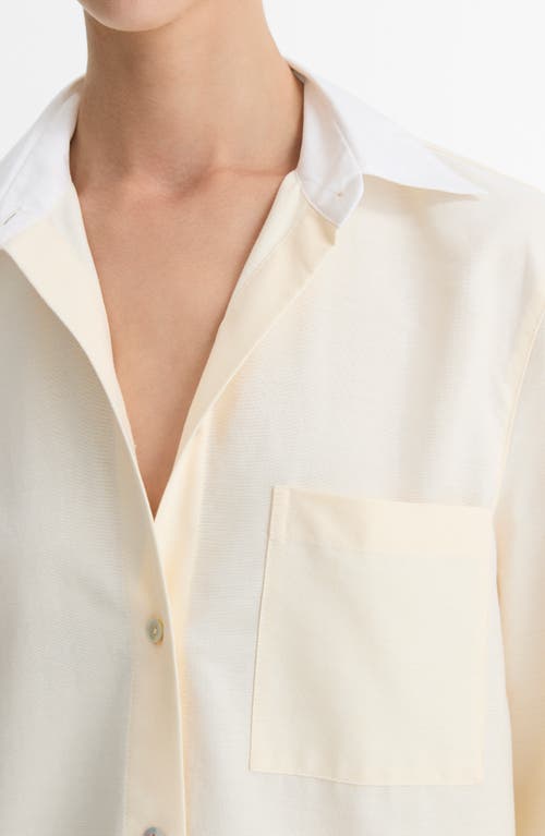 Vince Contrast Collar Oxford Button-up Shirt In Butter