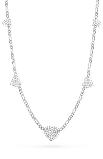 Glaze Jewelry Pavé Cubic Zirconia Heart Station Necklace In Metallic