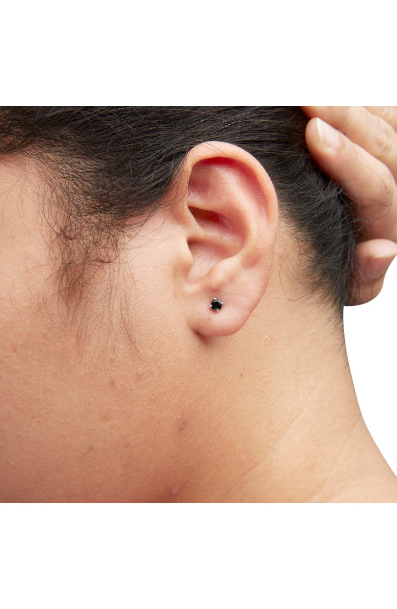 Haus of Brilliance Silver 1/3 Ct Black Diamond Solitaire Stud Earrings, Alternate, color, White