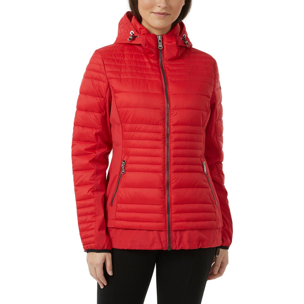 Pajar Makani Channel Quilted Light Weight Mixed Media Jacket in Current Red