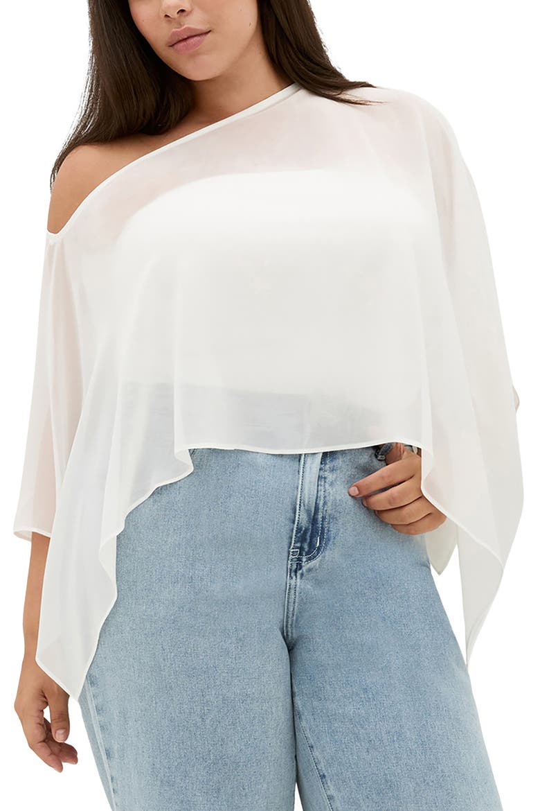 Chiffon Poncho, Main, color, IVORY