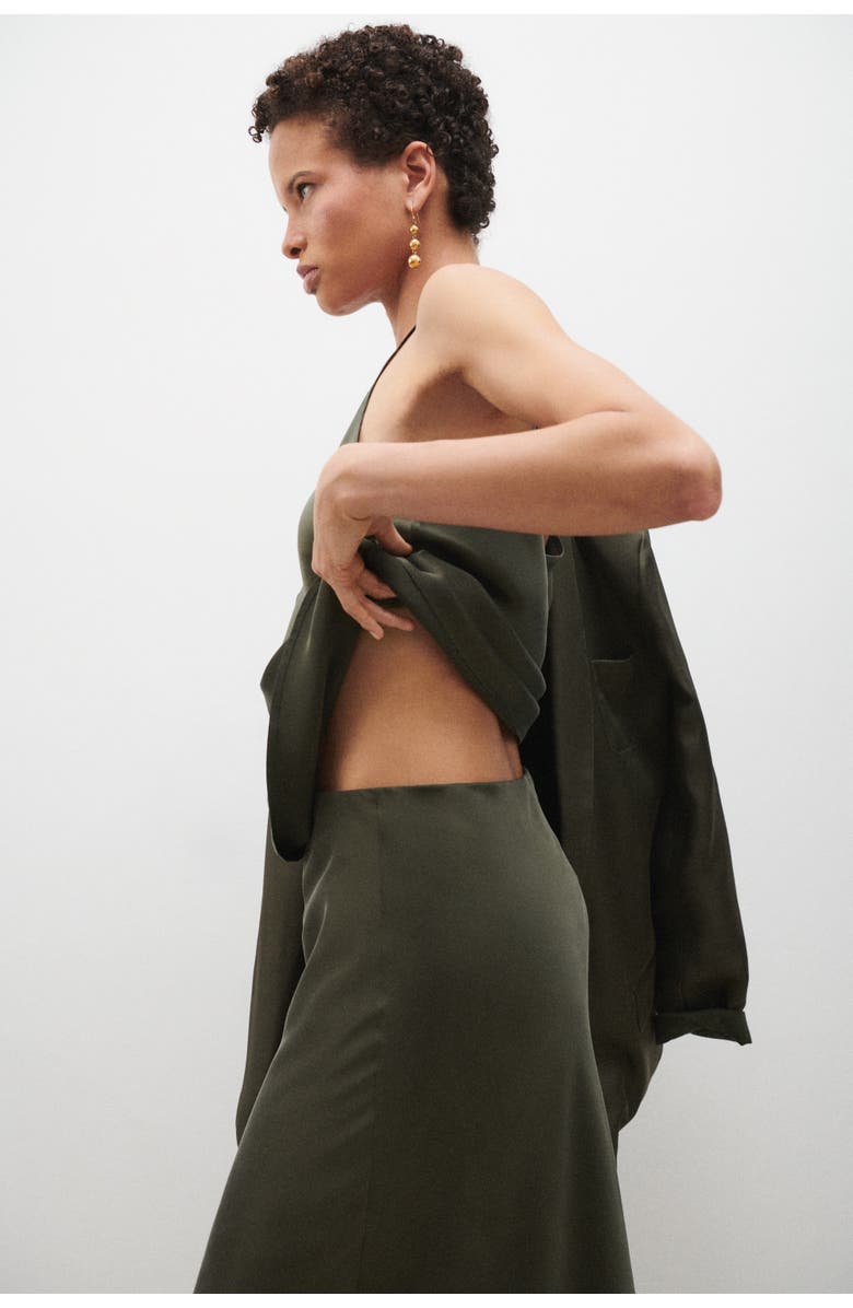 SILK LAUNDRY LONG BIAS CUT SKIRT PINE, Alternate, color, Pine