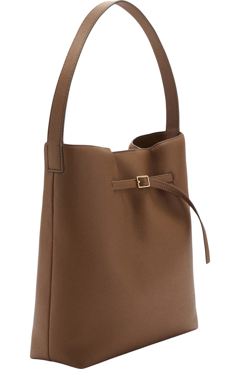 MANGO Buckle Front Faux Leather Shopper Bag, Alternate, color,