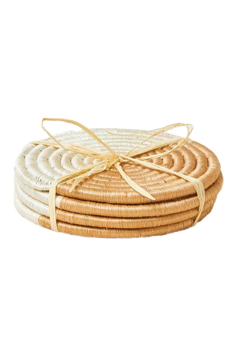 Akeza Coasters in White - Set of 4, Alternate, color, White and Natural