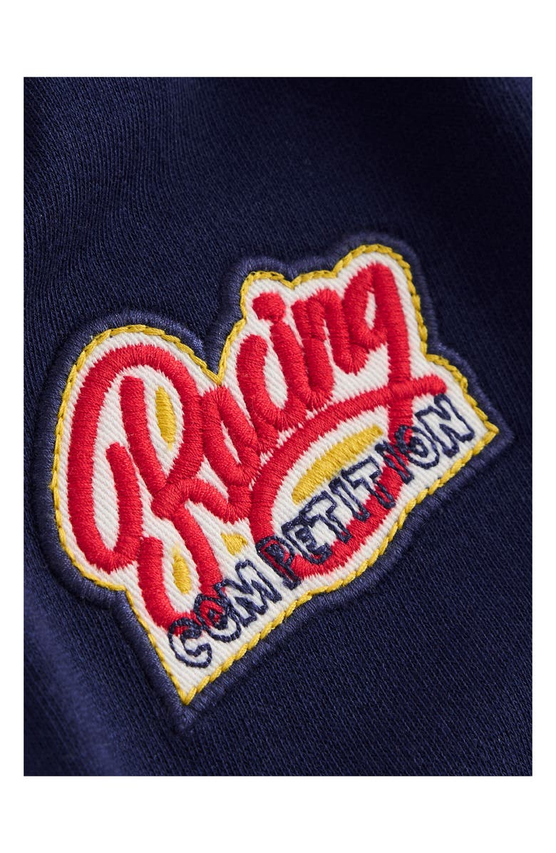 Mini Boden Kids' Superstitch Badge Appliqué Shorts, Alternate, color, Blue Sport