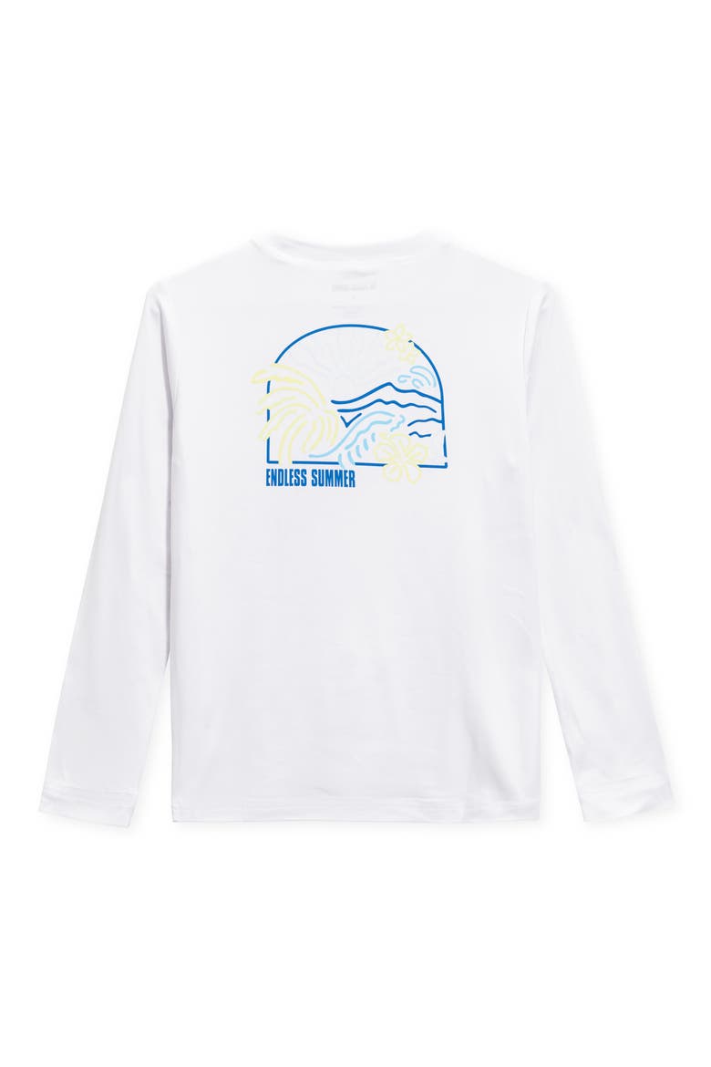 Kids' Waves UPF 50+ Long Sleeve Sun Shirt, Alternate, color, WHITE